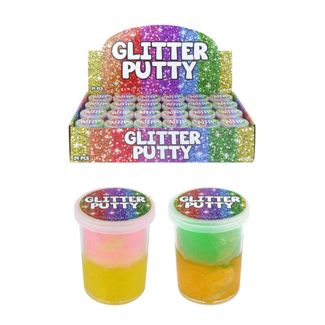 2 Layer Glitter Crystal Putty Tubs 6cm x 4.5cm Quantities of 24 Wholesale