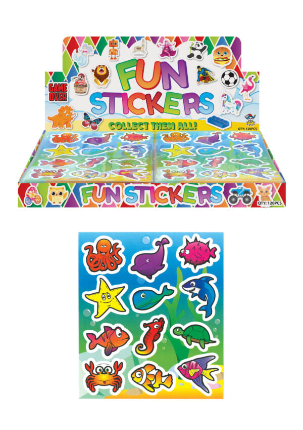 Sealife Sticker Sheet featuring colorful aquatic animals and plants for crafts.