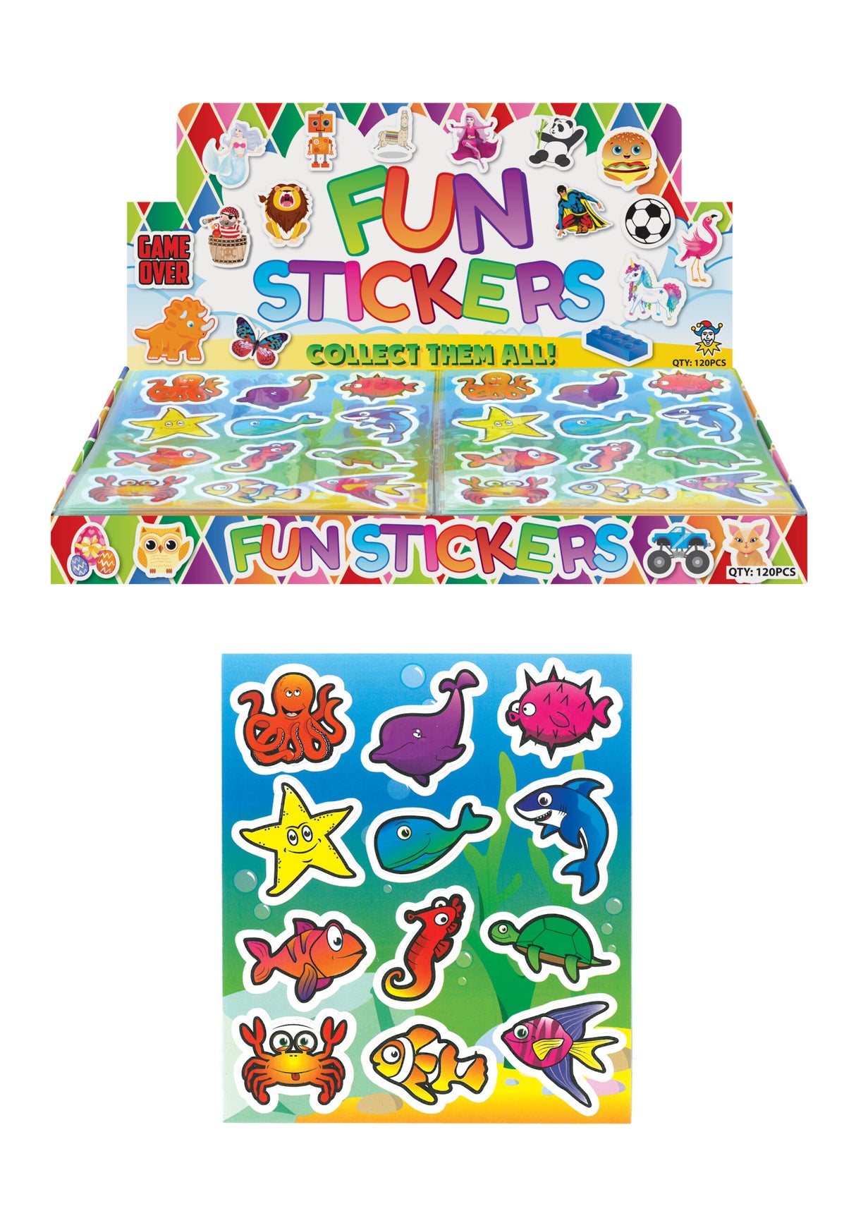 Sealife Sticker Sheets (10cm x 11.5cm) Quantities of 120