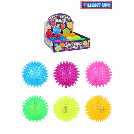 Neon Flashing Spiky Balls (7.5cm) Quantities of 12 Wholesale
