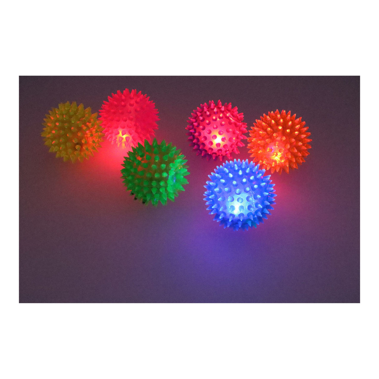 Neon Flashing Spiky Balls (6.5cm) Quantities of 12 Wholesale