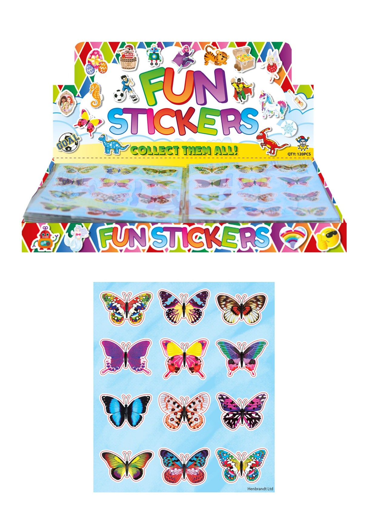 Butterfly Sticker sheet with colorful butterfly designs for decoration.