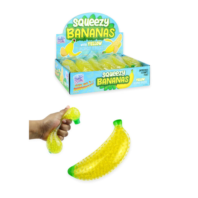 Banana Squeeze Toy with beads (14cm) quantities of 12 Wholesale