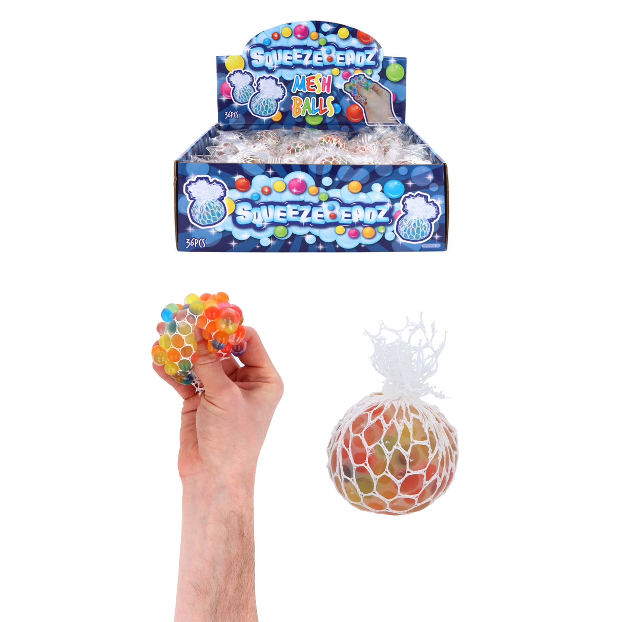 Squeeze Ball with Mesh and Beads (4.5cm) Quantities of 36 Wholesale