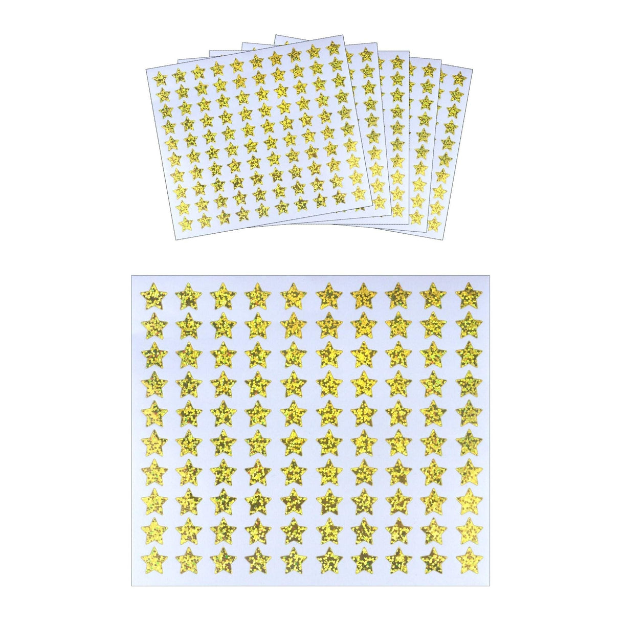 Gold holographic star stickers pack of 500 for crafts and gifts.