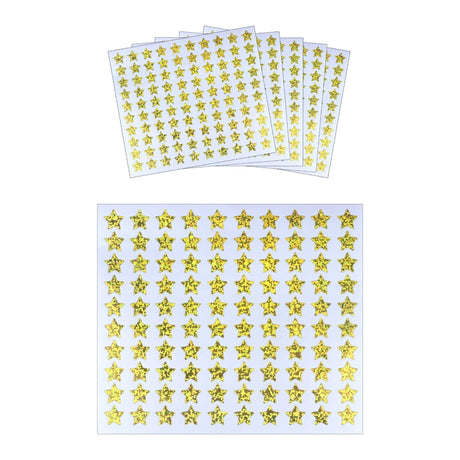 Gold holographic star stickers pack of 500 for crafts and gifts.