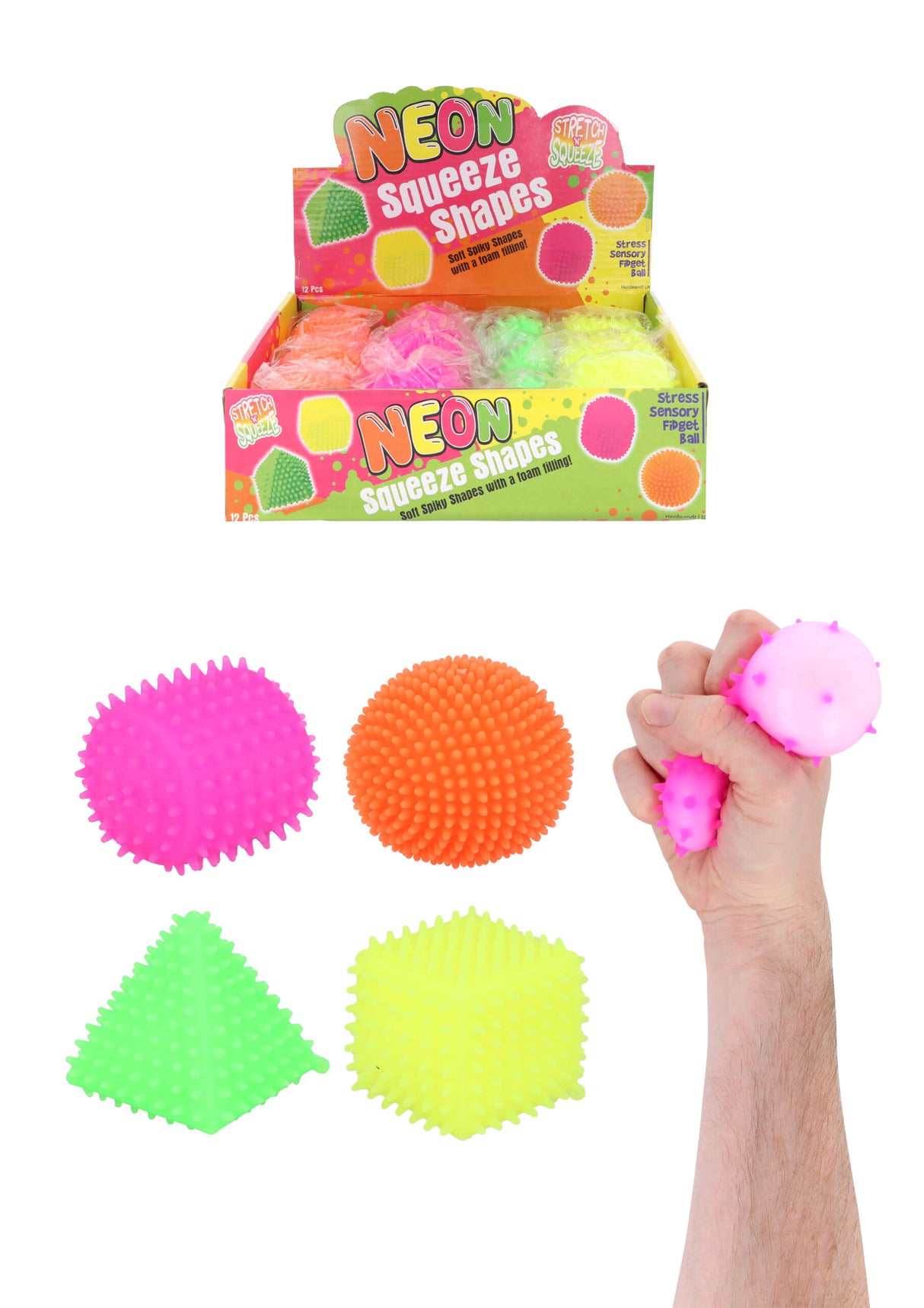 Spikey Neon Squishy Shapes (7cm) Wholesale