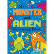My Monster and Alien Colouring Book cover with colorful monsters and aliens.
