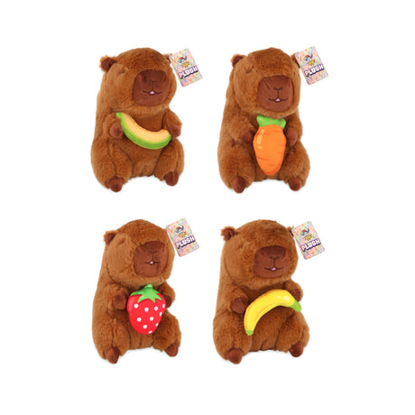 Plush Capybara with fruit 17cm Quantities of 12 Wholesale