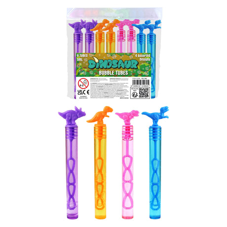 8 Pack Dinosaur Bubble Tubes 5ml Quantities of 18 Wholesale