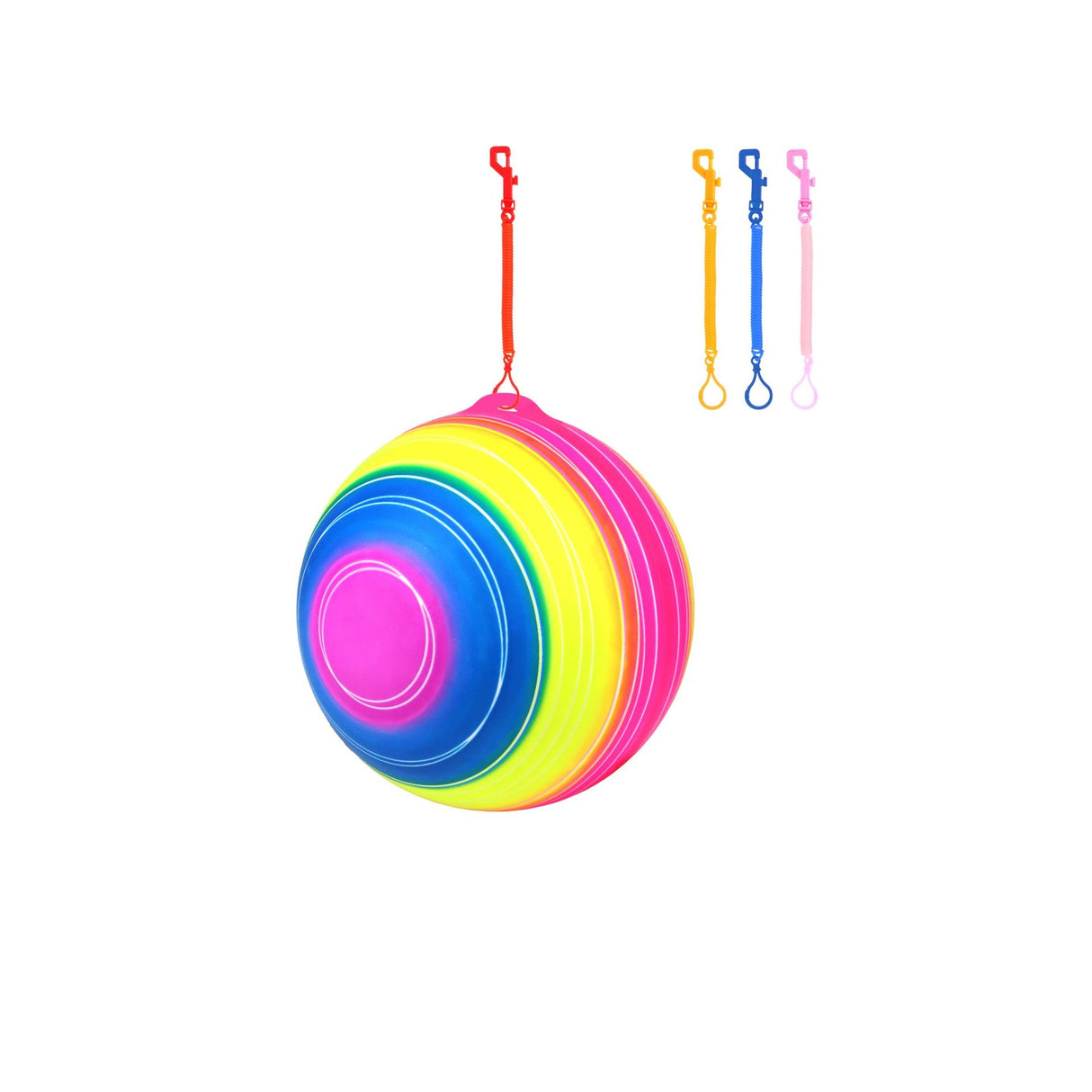 PVC Neon Swirl Ball (25cm) with Spiral Keychain Quantities of 24 Wholesale