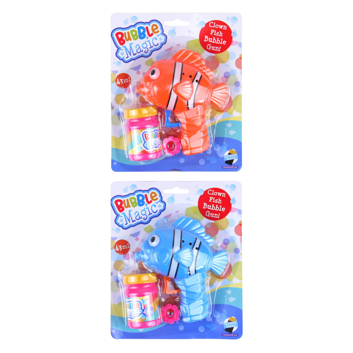 Clown Fish Friction Bubble Gun with Bubble Solution Quantities of 12 Wholesale