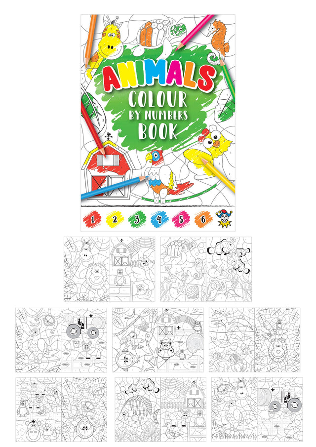 Mini Animal Colour By Numbers Colouring Book with numbered animal illustrations.