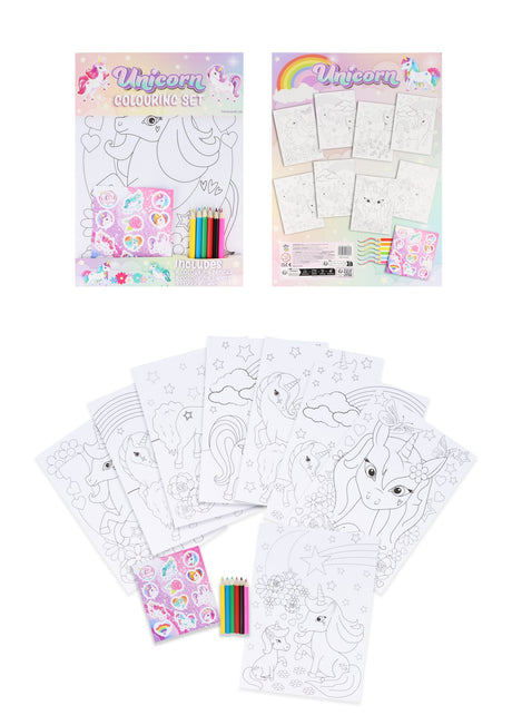 Unicorn Colouring Set with Stickers for creative kids art activities.
