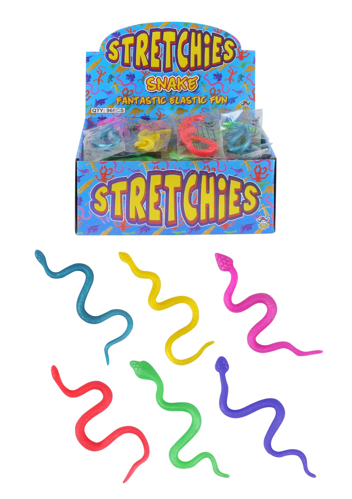 Stretchy Snake toy in vibrant colors, ideal for stress relief and fun.