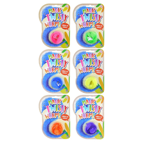 Magic Twisty Worms in 6 vibrant colors, 22cm each, for endless fun and surprise.
