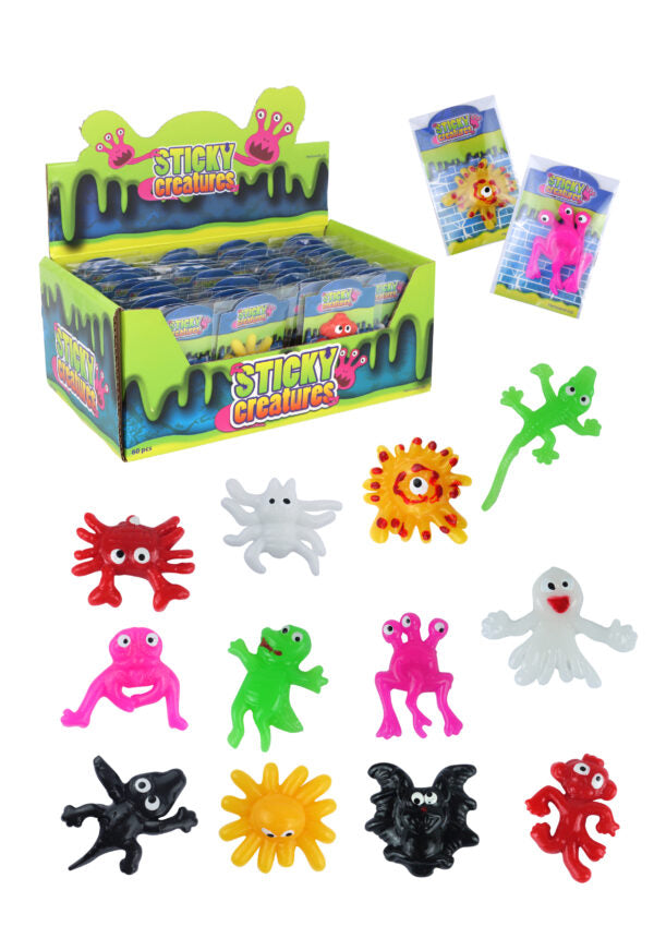 Sticky Creatures in vibrant colors and designs, packaged for creative play.