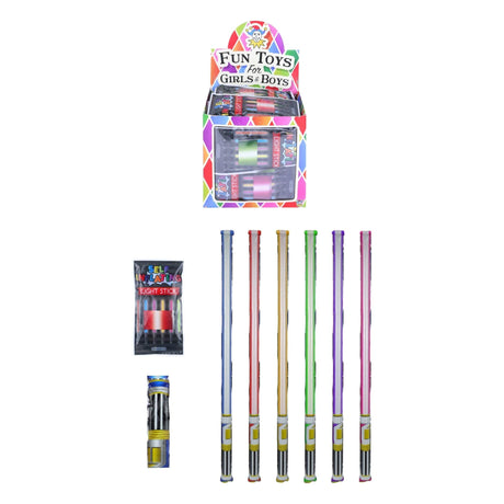 Self inflating light stick in 6 assorted colors, ideal for parties and costumes, size 70.4x3cm.