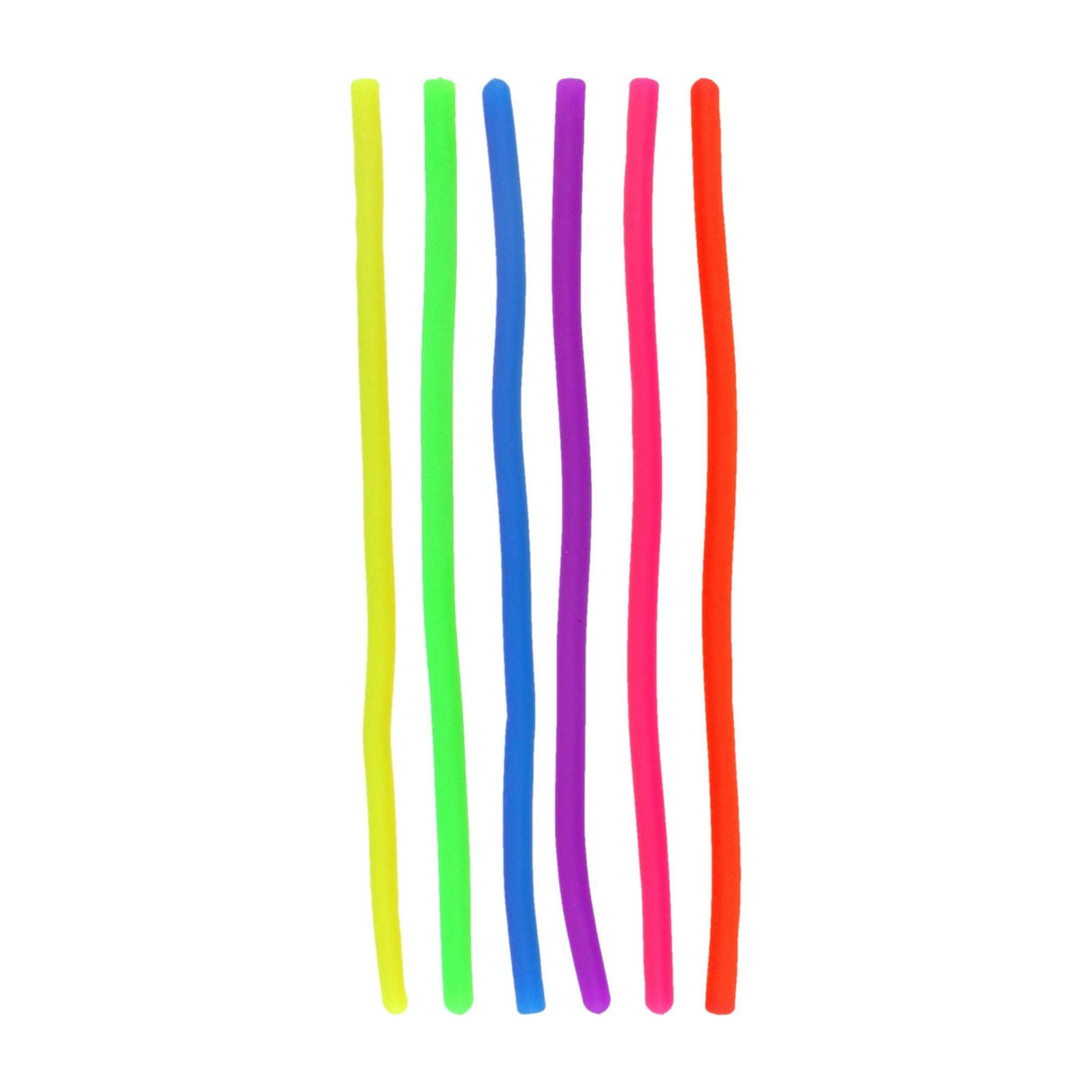 Stretchy elastic string noodle pack of 6 in vibrant colors, ideal fidget toys for anxiety relief.