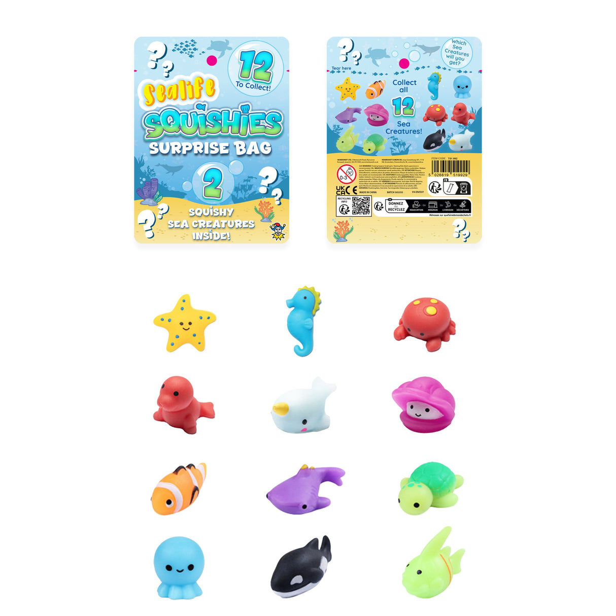 Squishy Sea Life Surprise Toy Set (2 Piece) Quantities of 24 bags Wholesale
