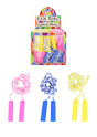 Skipping Rope (205cm) in pink, blue, and yellow with handles.