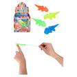Dinosaur Slingshot 7cm toy in action, colorful dinosaur shapes.