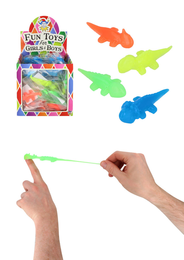 Dinosaur Slingshot 7cm toy in action, colorful dinosaur shapes.