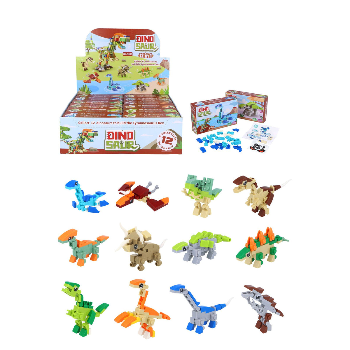 Dinosaur Block Kits Quantities of 12 Wholesale