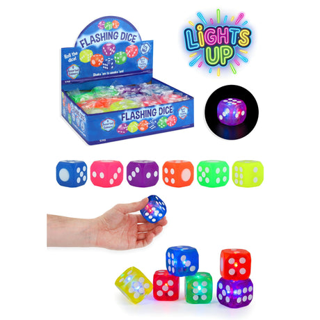 Neon Flashing Dice (3.7cm) Quantities of 12 Wholesale