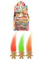 Troll with Hair toy with colorful hair, 3.5cm tall, playful expression.