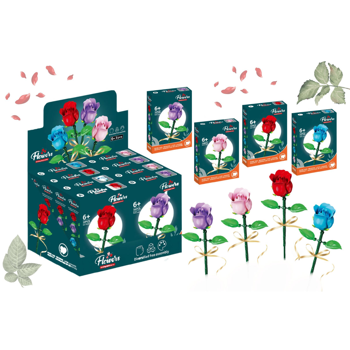 Flower Block Set Roses Large Quantities of 8