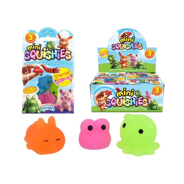 Mini Squishy Animals packs of 3 Quantities of 12 Wholesale