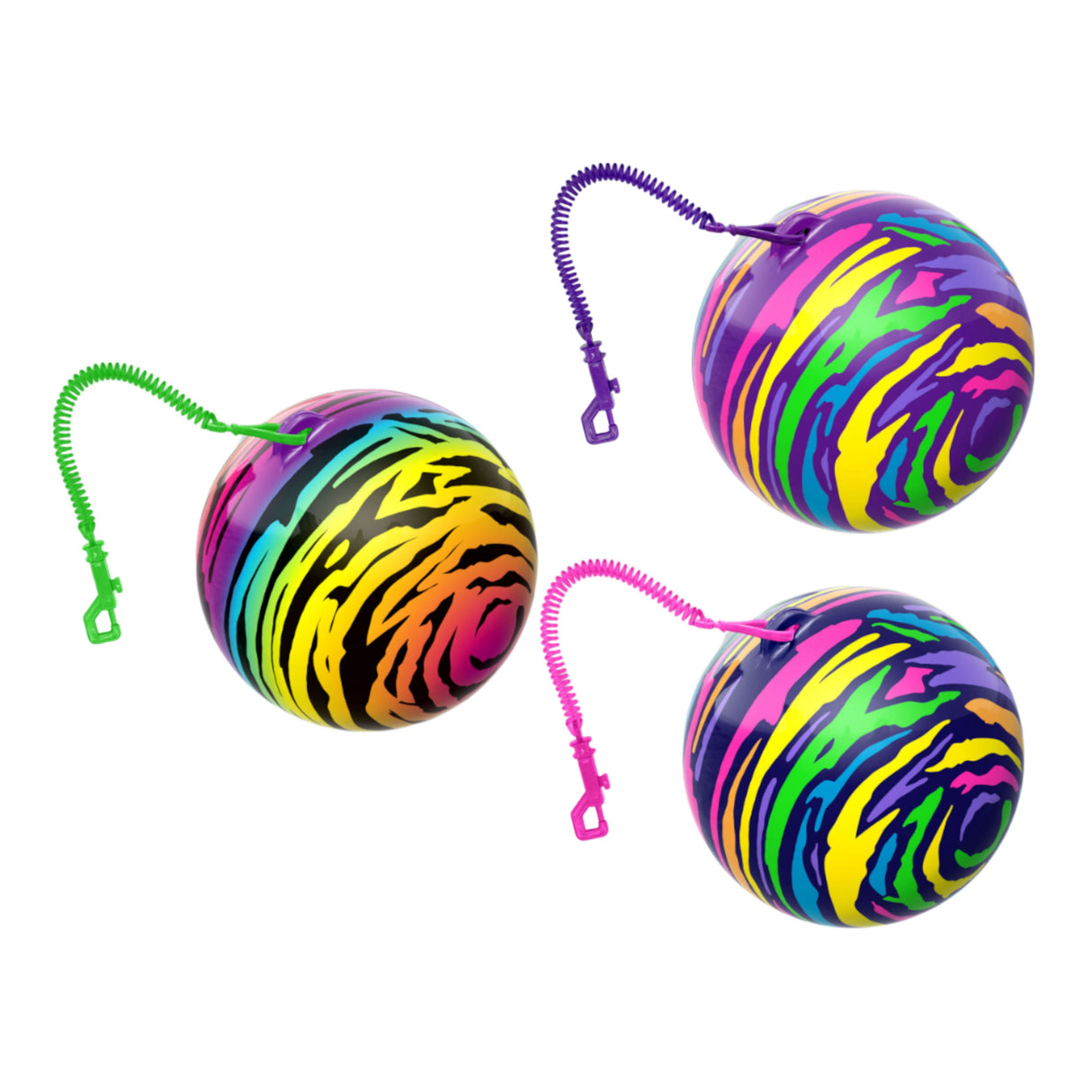 Neon Zebra Ball With Keychain 90g Quantities of 24 Wholesale