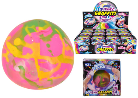 Squishy Graffiti Ball In Display Box Quantities of 12 Wholesale