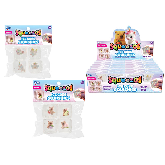 Squish 4 Pack Unicorn / Capybara Ice Cubes Quantities of 12 Wholesale