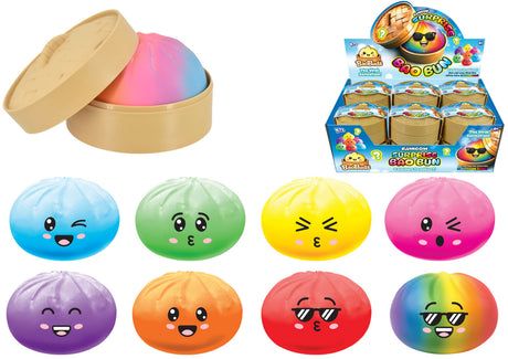 Rainbow Squishy Bao Bun In Dumpling Case Quantities of 12 Wholesale