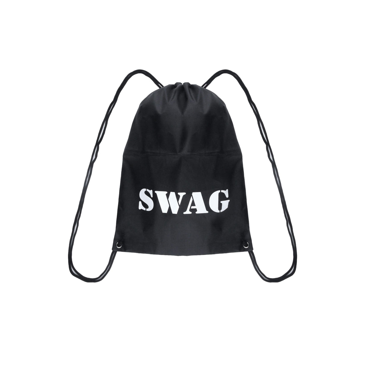 Black Swag Bag with Print (39cm x 30cm) Quantities of 12 Wholesale