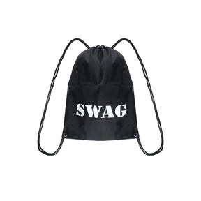 Black Swag Bag with Print (39cm x 30cm) Quantities of 12 Wholesale