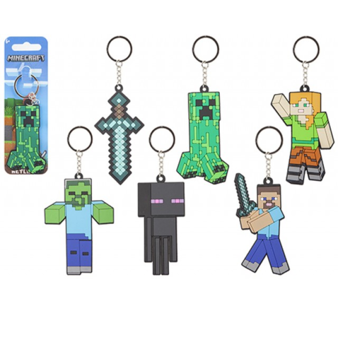 8cm Minecraft Soft PVC Keychain Carded Assorted Quantities of 30