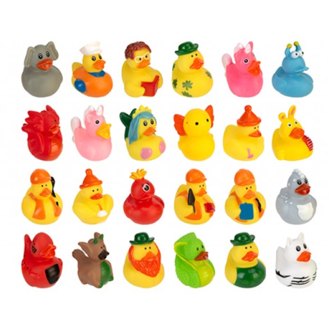 Assorted 2.5" Novelty PVC Duckies Bulk Quantities of 72