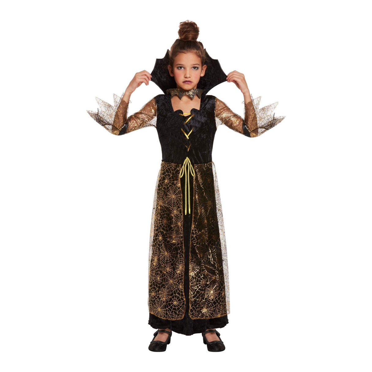 Children Spiderella Costume for ages 7-9, featuring a spooky design perfect for Halloween.