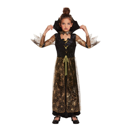 Children Spiderella Costume for ages 7-9, featuring a spooky design perfect for Halloween.