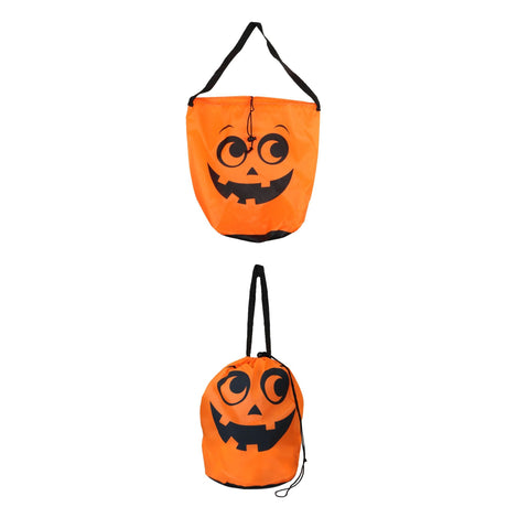 Orange Pumpkin Halloween Bag with Drawstring (22cm x 35cm) Quantities of 12 Wholesale