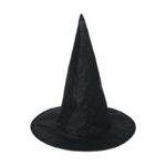 Adult black witch hat with sleek design and pointed shape for costumes.