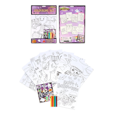 Halloween Colouring Set with Stickers Quantities of 12 Wholesale
