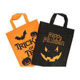 Halloween trick or treat bags with bat and pumpkin designs, perfect for collecting treats.