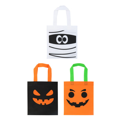 3-Piece Pack Halloween Treat Bags (21.5cm x 24cm) Quantities of 12 Wholesale
