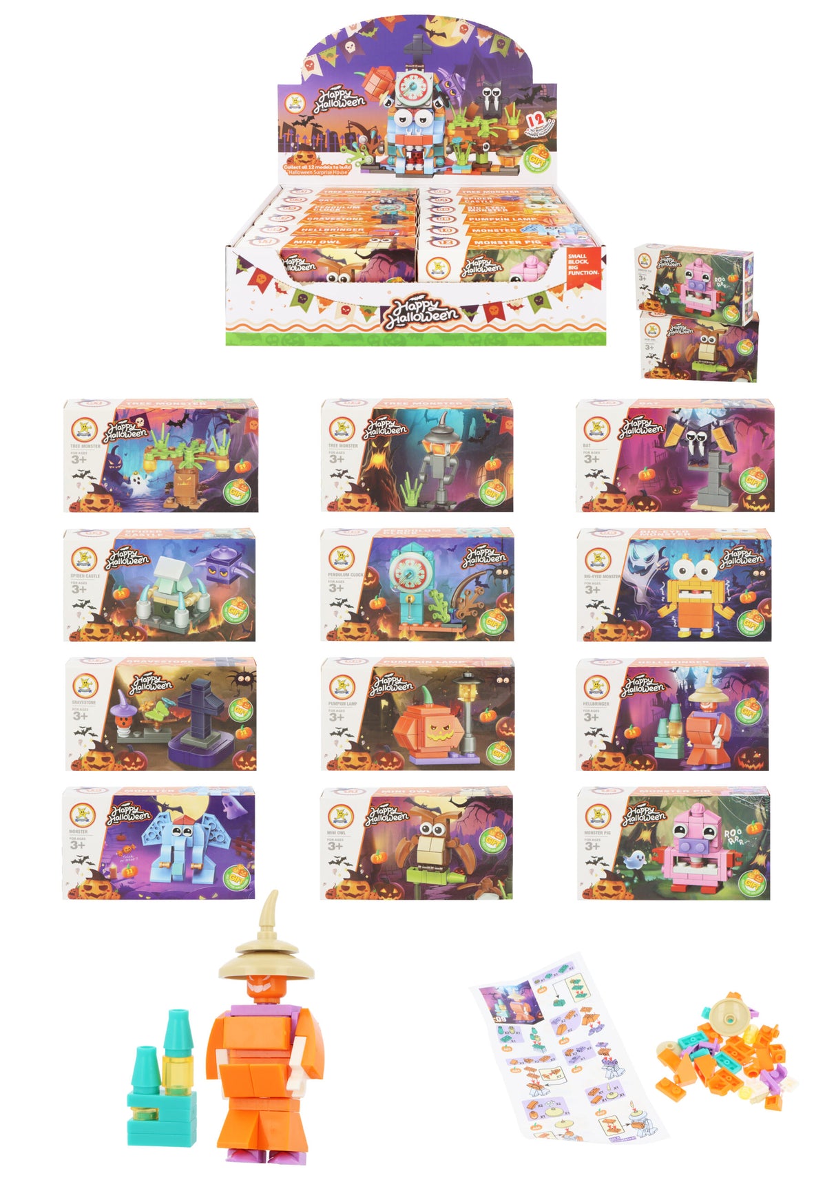 Halloween Block Kits 12 Assorted Designs - Quantitites of 12