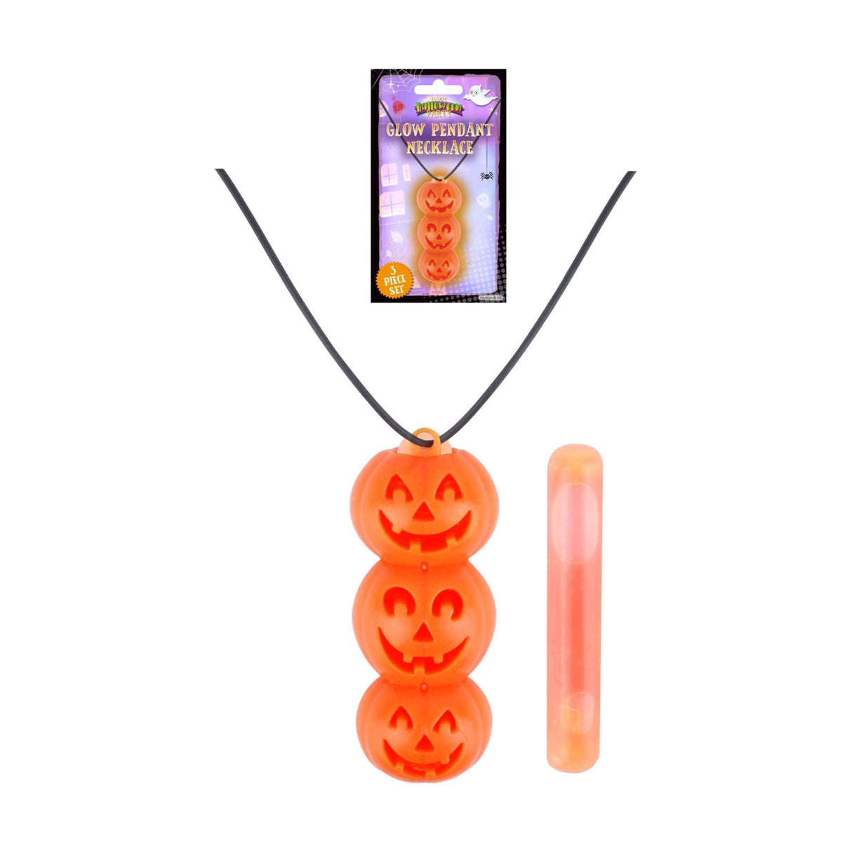 Glow in the Dark Pumpkin Pendant for Halloween, spooky necklace accessory.