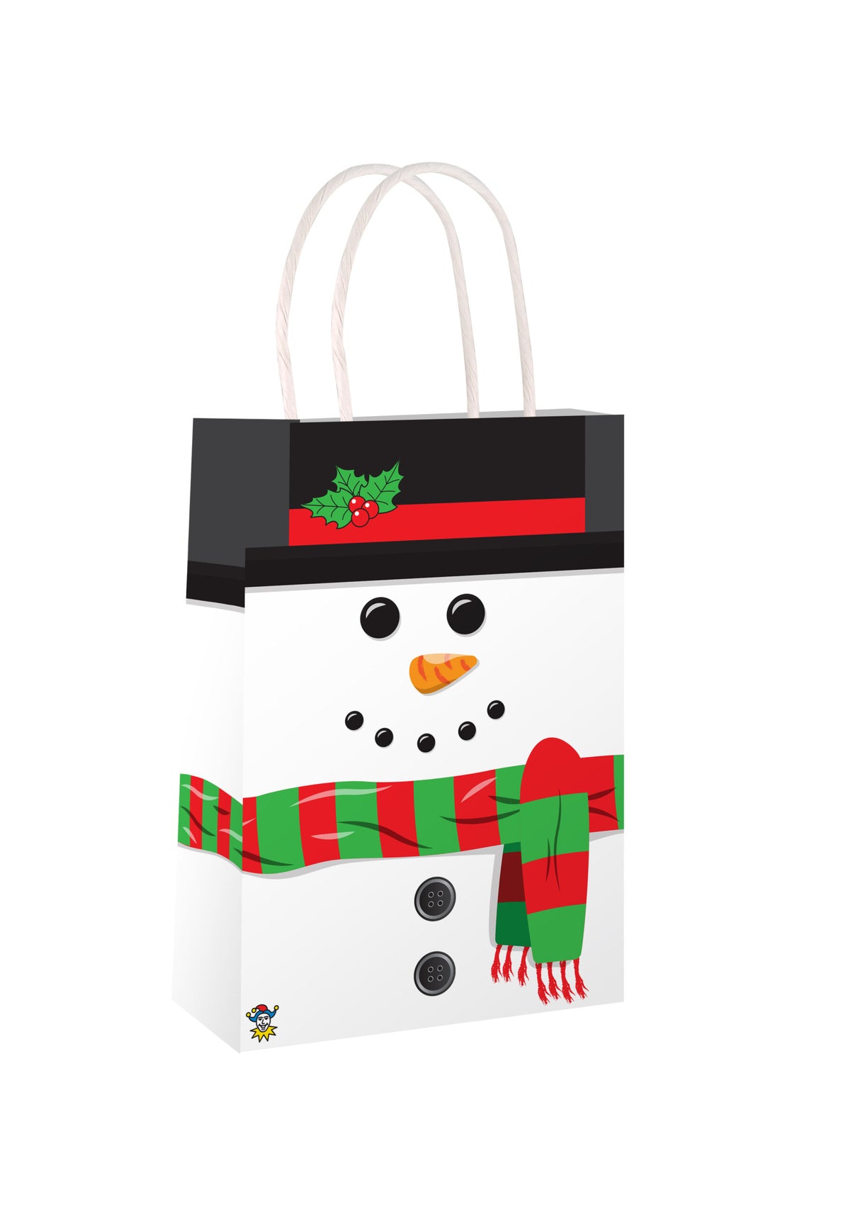 Snowman Christmas Paper Bag with Handles (16 x 22 x 8cm) Quantities of 12 Wholesale